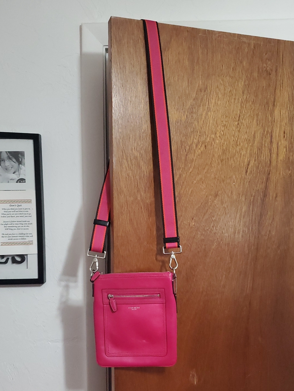 Coach Pink Leather Swing Crossbody Bag